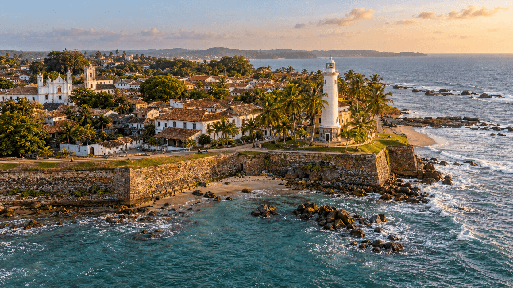 Galle Fort beside the Indian Ocean