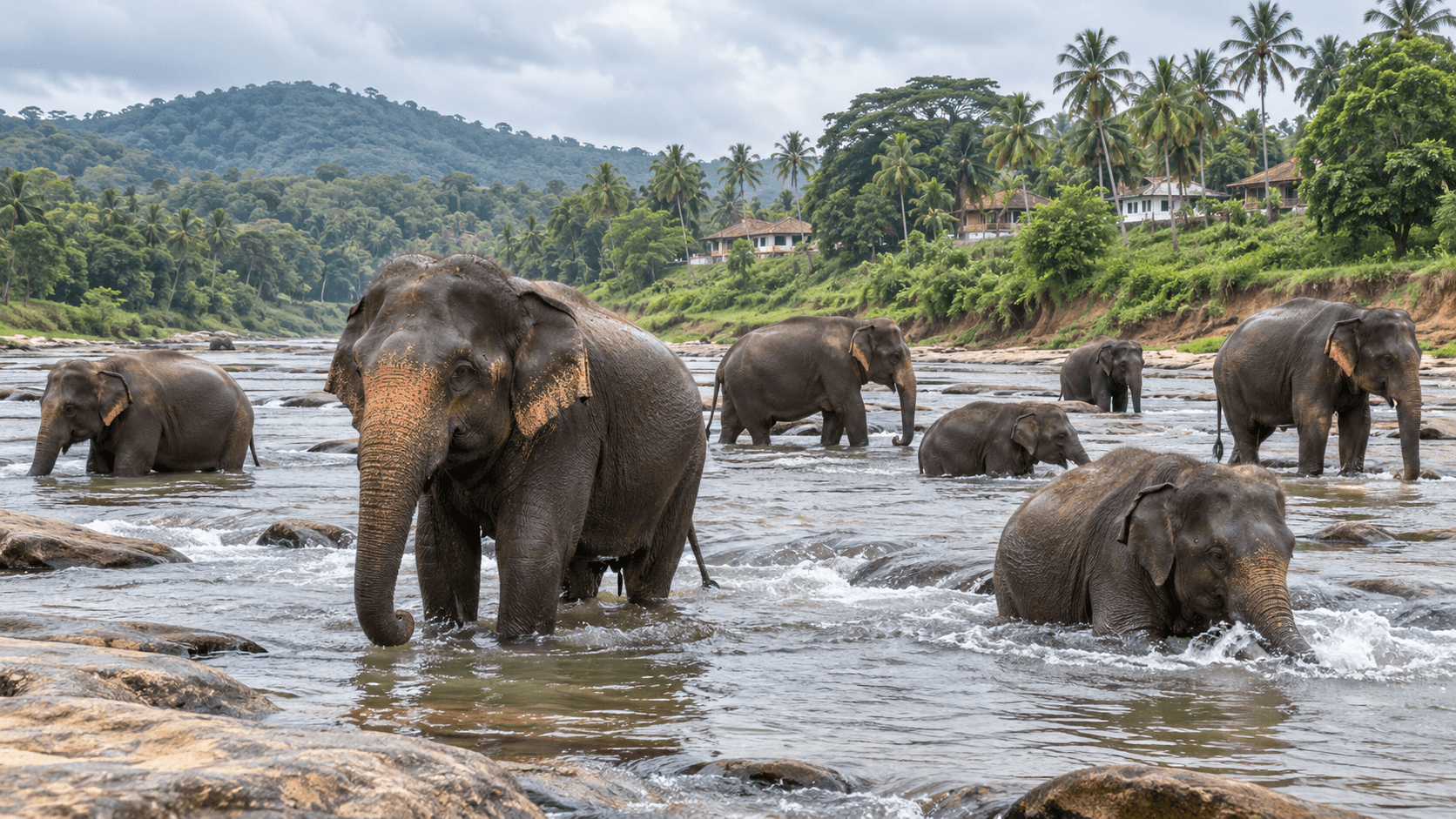 Asian elephants in the central province