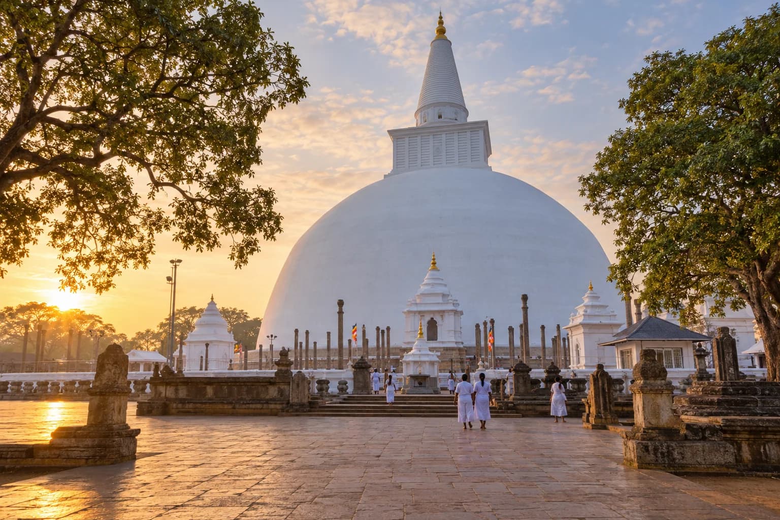 Pilgrims arriving in Anuradhapura at dawn